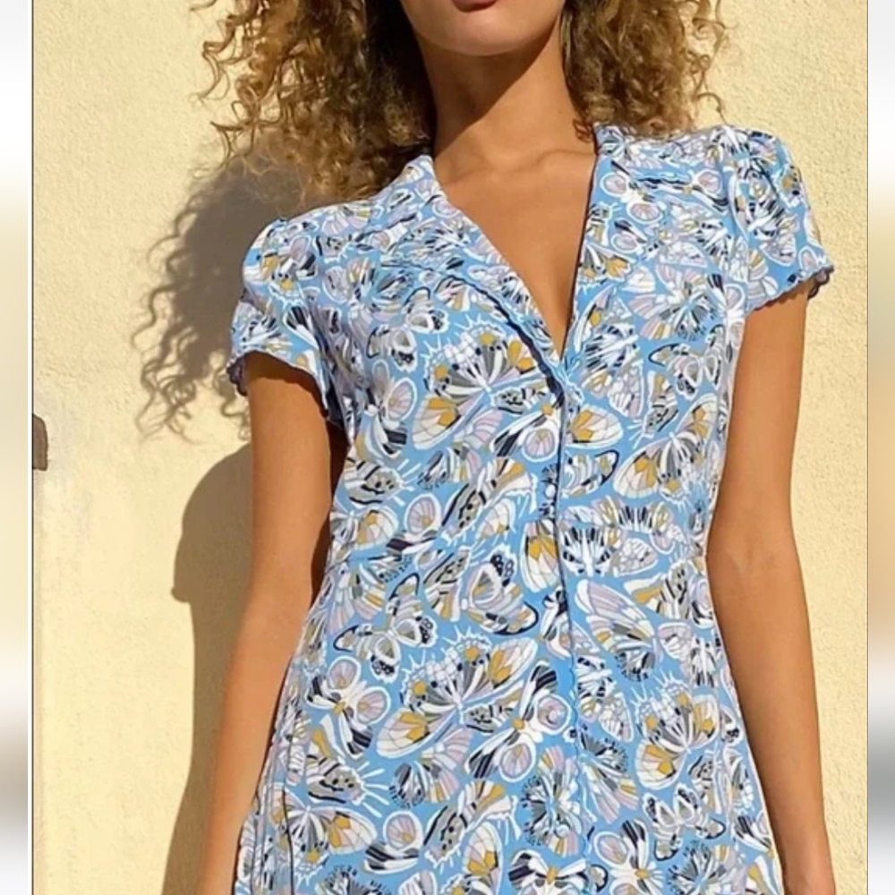 Aritzia butterfly print Vida blue Y2K minidress Sunday Best